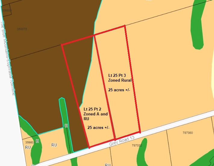 Two 25 Acre Lots on Grey Rd. 13 - $849,000 per lot