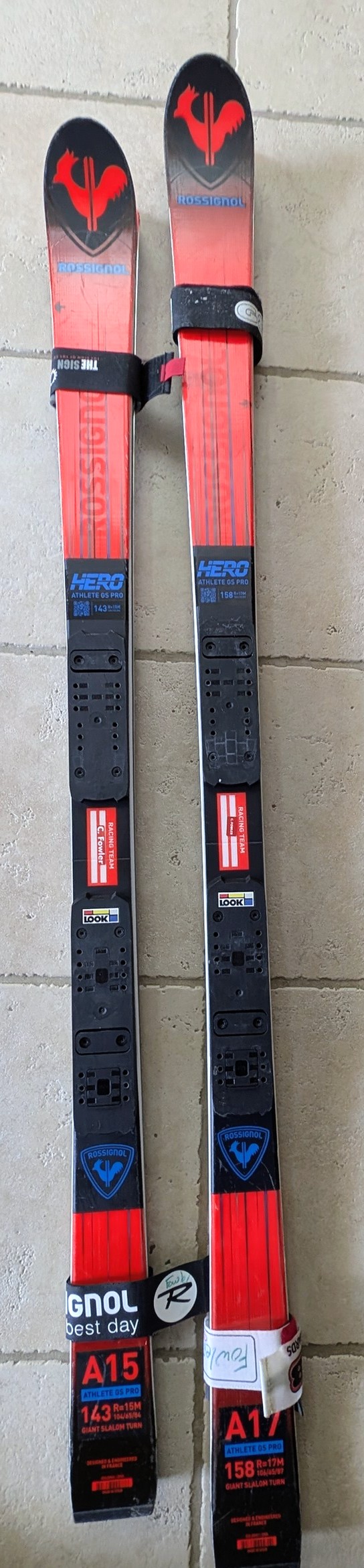 Two Pairs of Rossignol Hero GS Pro R21 Pro JR Skis (143 & 158 cm)